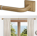 Boho Wood Grain Curtain Rods for Windows 66-184 Inch Heavy Duty Wrap Around by RBYCOS