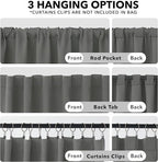 Deconovo Blackout Curtains, Thermal Insulated, W52 x L63 2 Panels, Back Tab - Image 2