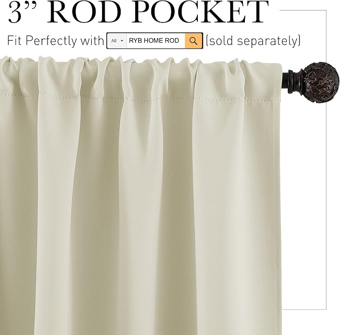 RYB HOME Blackout Curtains for Bedroom - Image 2