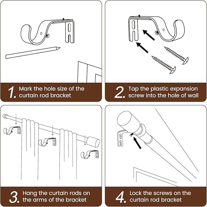 Gold Curtain Rod Itself is 30-144 inch 2 Pack, Fit 30 to 142, 66 to 120 inch - Image 6