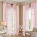 OVZME Blush Pink Sheer Curtains 120 Inches Long 2 Panels Set, 59 Inch Extra - Image 7