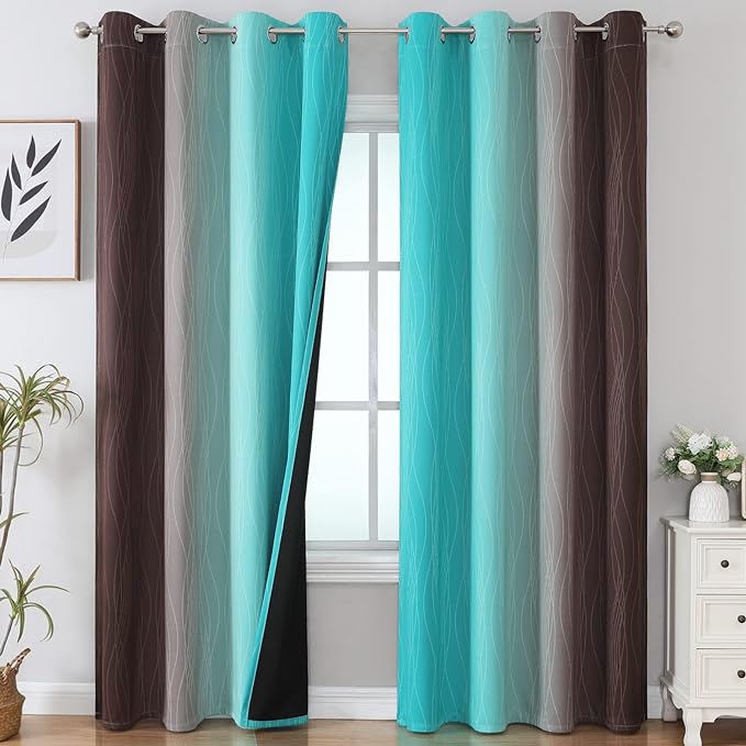 Estelar Textiler Full Room Darkening Gradient Blackout Curtains 96 Inch Length by ESTELARTEXTILER