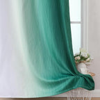 Estelar Textiler Green and Greyish White Blackout Curtains, Full Light Blocking - Image 6