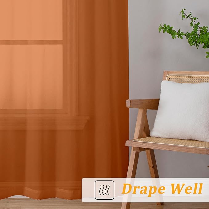 Gwine Burnt Orange Sheer Curtains - Image 6