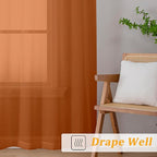 Gwine Burnt Orange Sheer Curtains 30 Inch Length, Short Light Filtering Voile - Image 7