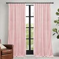 RYB HOME Pink Velvet Curtains 84 inches, Back Tab Soft Fabric Room Darkening by RYBHOME
