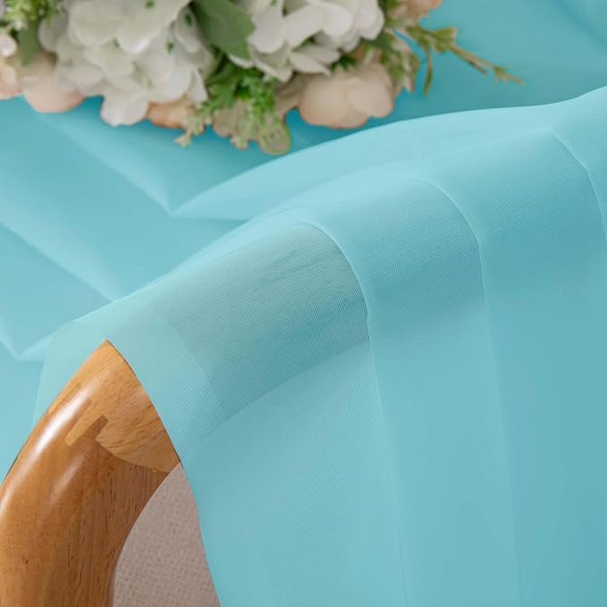 OWENIE Aqua Sheer Curtains for Bedroom Living Room 72 Inches Long 2 Panels Set - Image 6