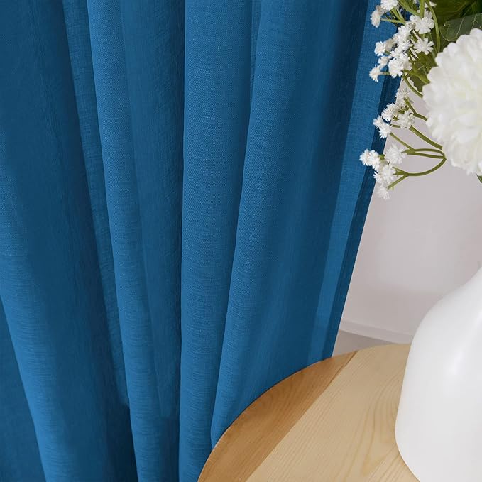Tollpiz Short Sheer Curtain Living Room Linen Textured Curtains Sheer Light - Image 3