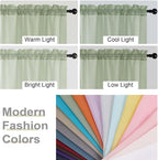 Light Green Sheer Curtains for Bedroom Living Room 54 Inch Length 2 Panels Set - Image 7