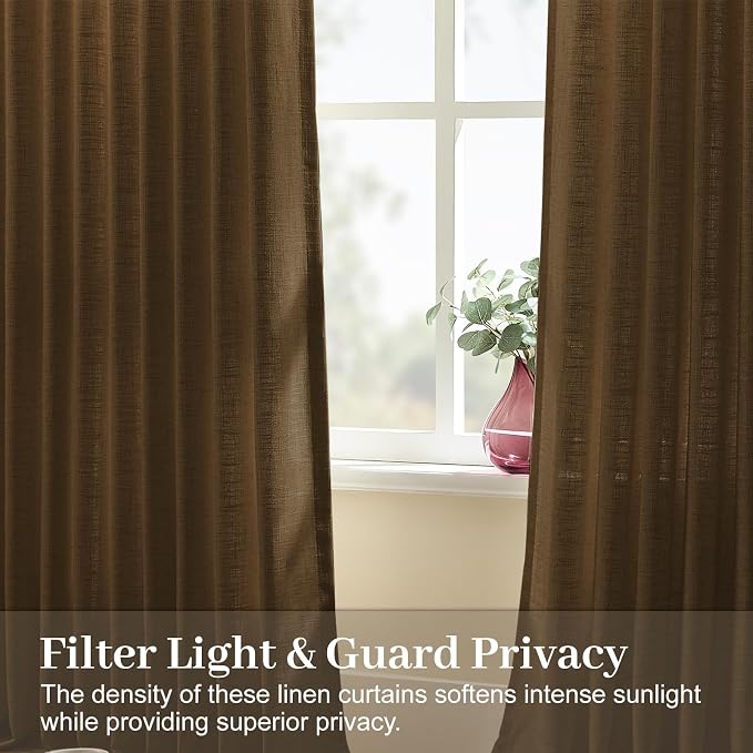 90 Inch Linen Pleated Curtains for Living Room, Light Filtering Pinch Pleated - Image 2