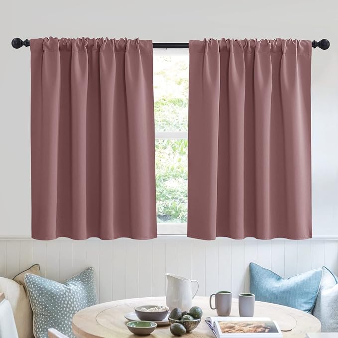 RYB HOME Blackout Privacy Bathroom Window Curtains, Short Thermal Insulated by RYBHOME