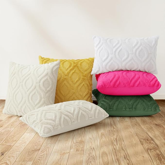 decorUhome Throw Pillow Covers 18x18 Inch Set of 2, Soft Plush Faux Wool Forest - Image 8