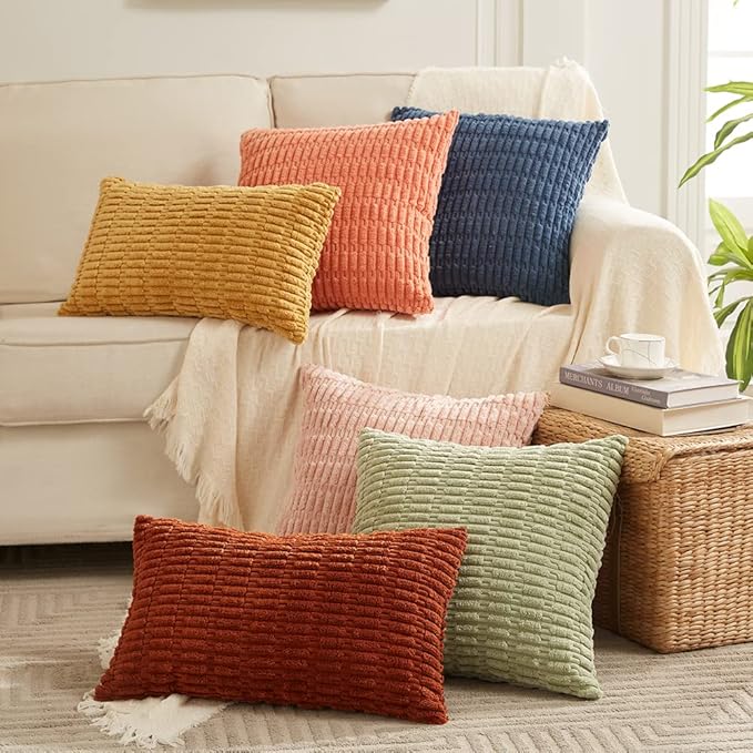 Fancy Homi 4 Packs Rust Decorative Throw Pillow Covers 12x24 Inch - Image 6
