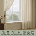 OWENIE Sheer Taupe Curtains, Sheer Curtains 63 inch Length 2 Panels Set - Image 3
