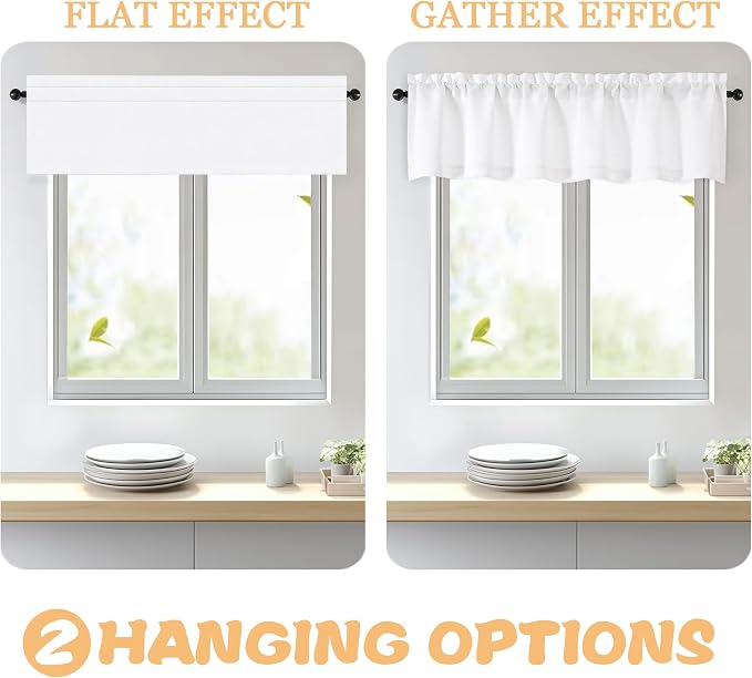 OWENIE White Valances for Windows 1 Pcs 18 Inch Length, Light Filtering - Image 5