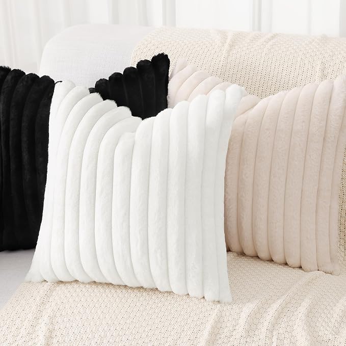 decorUhome Cozy Faux Fur Throw Pillow Covers 12x20 Set of 2 Decorative Soft - Image 4