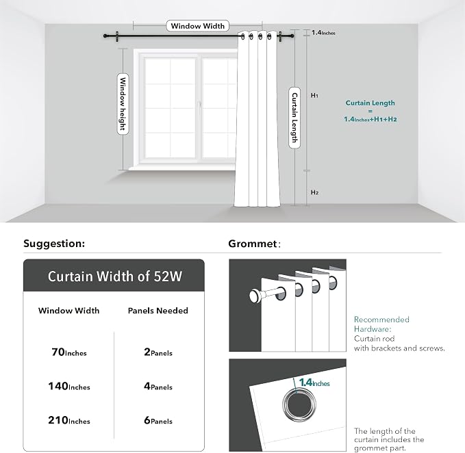 Deconovo Floor to Ceiling Curtains, Soundproof Thermal Insulated Curtain - Image 9