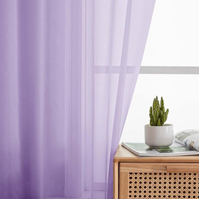 Extra Long Sheer Lavender Curtains - Image 5