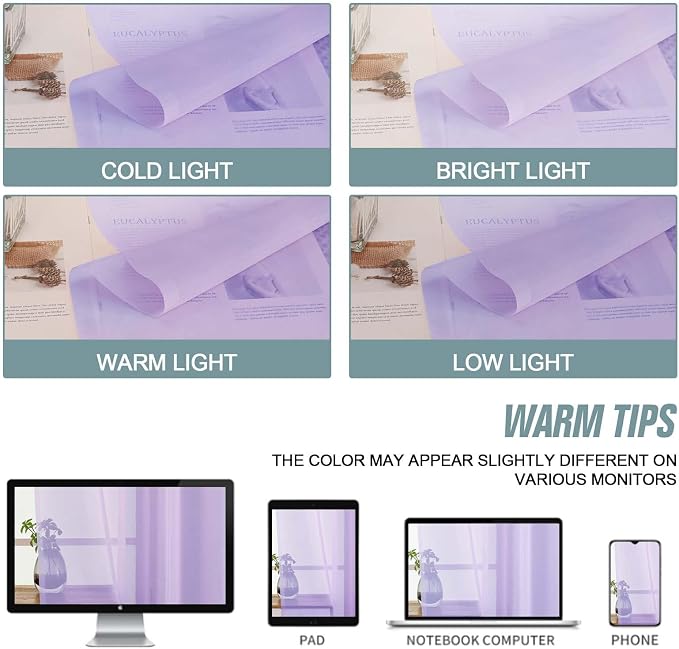 Lavender Sheer Curtains 84 Inches Long 2 Panels, Elegant Airy Transparent Light - Image 6