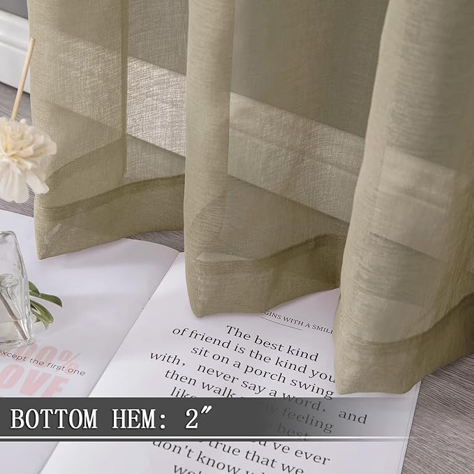 Tollpiz Short Sheer Curtains Linen Textured Living Room Curtain Sheers Light - Image 4