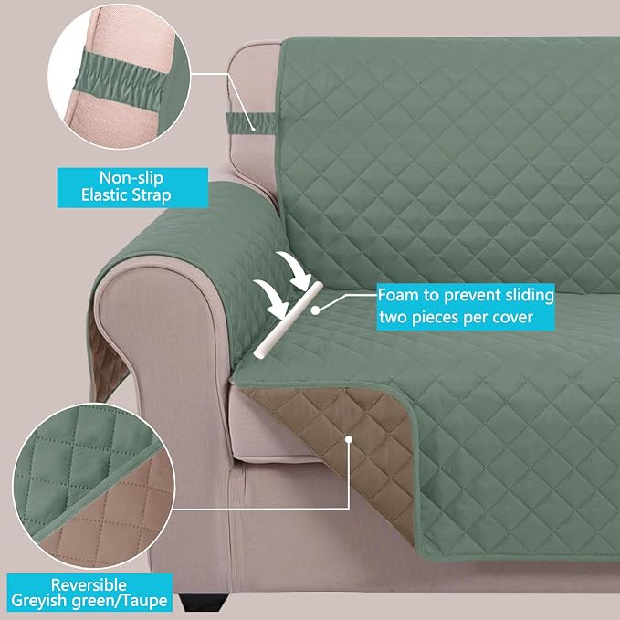 U-NICE HOME Loveseat Sofa Cover Reversible Couch Cover - Image 3