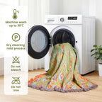 MSGKV Boho Throw Blanket 90"x90" Floral 100% Cotton Blanket - Image 6