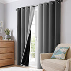 SimpleHome Grey and Greyish White Blackout Curtains - Image 7