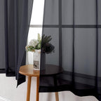 Lecloud Black Sheer Curtains 68 Inch Length 2 Pcs, Light Filtering Rod Pockets - Image 6