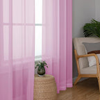 Lecloud Light Pink Sheer Curtains 90 Inches Long 2 Panels, Farmhouse Voile - Image 3