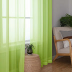 Lecloud Lime Sheer Curtains 63 Inch Length 2 Pcs, Lightweight Solid Transparent - Image 2
