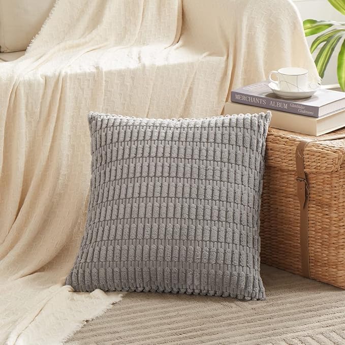 Fancy Homi 4 Packs Grey Decorative Throw Pillow Covers 22x22 Inch - Image 2