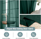 Green Window Sheer Curtains 45 Inches Length, Voile Short Curtains - Image 4