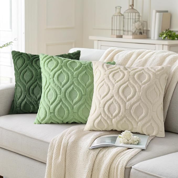 decorUhome Summer Throw Pillow Covers 18x18 Inch Set of 2, Soft Plush Faux Wool - Image 4