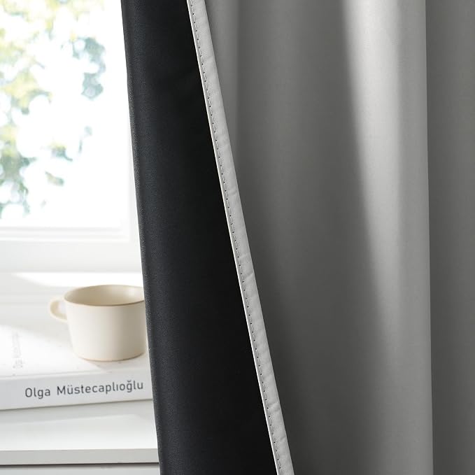 RYB HOME 100% Blackout Bathroom Curtains Over Sink 24 inches Long, Heat & UV - Image 4