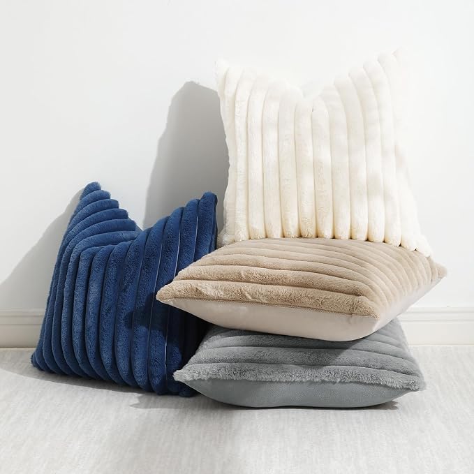 decorUhome Cozy Faux Fur Throw Pillow Covers 18x18 Set of 2 Decorative Soft - Image 5