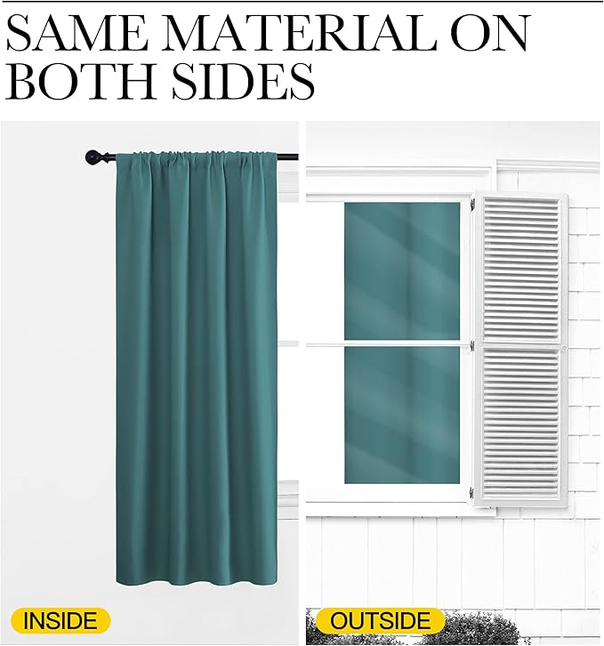 NICETOWN Blackout Curtains for Living Curtains, Sea Teal, 2 Panels, 42 by 72 - Image 5
