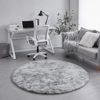 Amdrebio Tie-Dyed Light Grey Round Area Rugs - Image 5