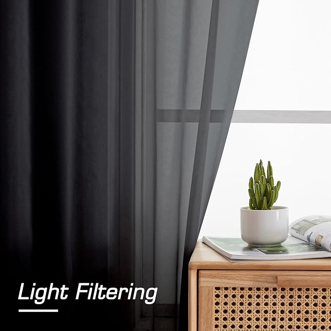 Aiyufeng Voile Sheer Black Curtains - Image 2