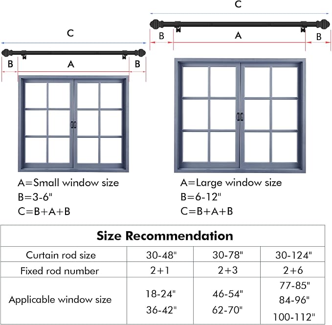 Curtain Rods for Windows 35-47 inch, 5/8 inch Matte Black Curtain Rod - Image 4
