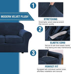 H.VERSAILTEX Modern Velvet Plush 4 Piece High Stretch Sofa Slipcover Sofa Cover - Image 3