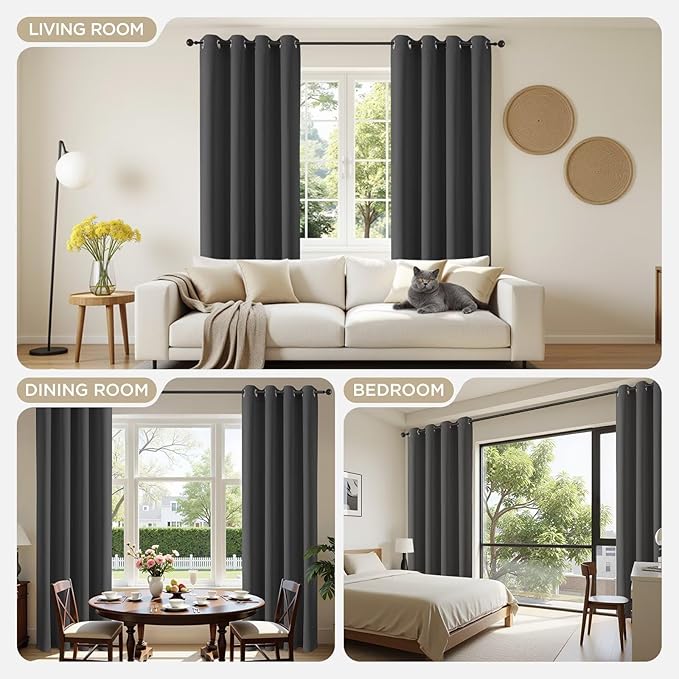 Joydeco Blackout Curtains 72 Inches Long 2 Panels Set, Thermal Insulated Long - Image 4