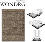 10x14 Washable Area Rug for Living Room Bedroom Vintage Brown Non Slip Carpet - Image 2