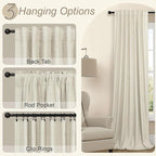 Short Linen Blackout Curtains for Bay Windows 48 Inch Length Bedroom Living - Image 6