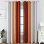 Estelar Textiler Burnt Orange and Greyish White Ombre Blackout Curtains - Image 2