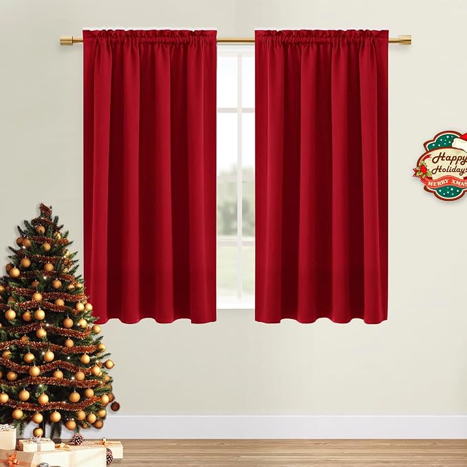 DWCN Christmas Blackout Curtains Thermal Insulated Energy Saving Bedroom and by DWCN
