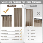 MIULEE Pinch Pleated Thick Linen Curtains 102 Inches Long 2 Panels - Image 6