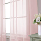 Aiyufeng Blush Pink Sheer Curtains 90 Inches Long 2 Panels Set, Light Filtering - Image 2