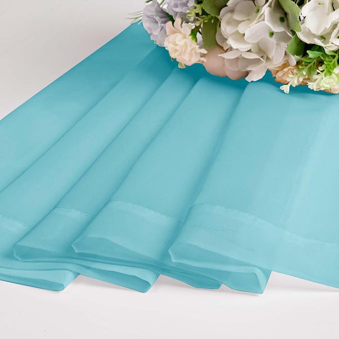 OWENIE Sheer Aqua Curtains for Bedroom Living Room 63 Inch Length 2 Panels Set - Image 7