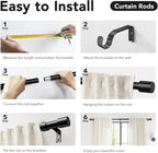 IFELS Heavy Duty Curtain Rods for Windows 66 to 120 Inch, 1 Inch Black Curtain - Image 7