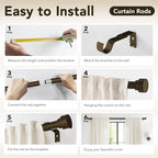 IFELS Heavy Duty Curtain Rods for Windows 72 to 144 Inch, 1 Inch Bronze Window - Image 8